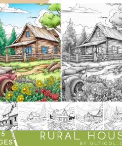 Rural House Grayscale Coloring Pages