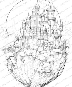 Enchanted Fairy Houses Grayscale Coloring Pages