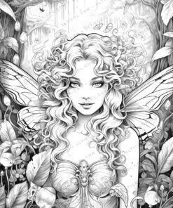 Fairy Queen Grayscale Coloring Pages