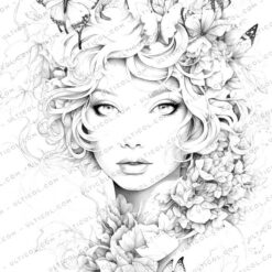 Fairy Queen Grayscale Coloring Pages