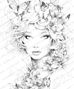 Fairy Queen Grayscale Coloring Pages