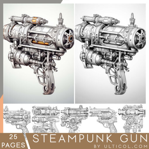 steampunk gun Coloring