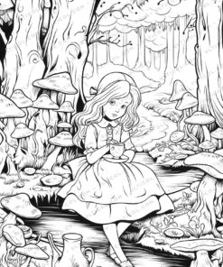 25 Alice in Wonderland Grayscale Coloring Pages