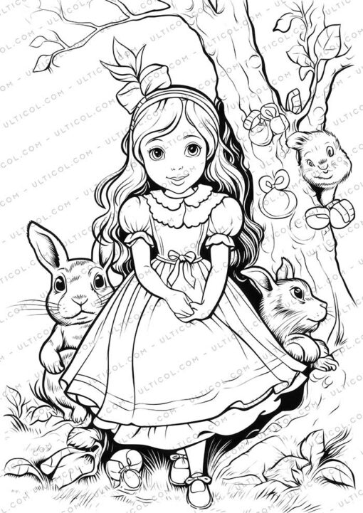 25 Alice in Wonderland Grayscale Coloring Pages