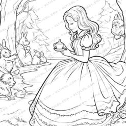 25 Alice in Wonderland Grayscale Coloring Pages