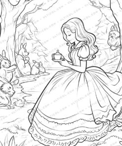 25 Alice in Wonderland Grayscale Coloring Pages