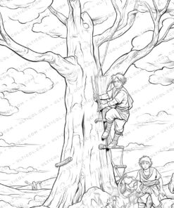 Jack and the Beanstalk Grayscale Coloring Pages