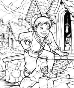 Jack and the Beanstalk Grayscale Coloring Pages