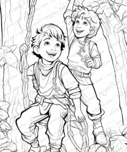 Jack and the Beanstalk Grayscale Coloring Pages