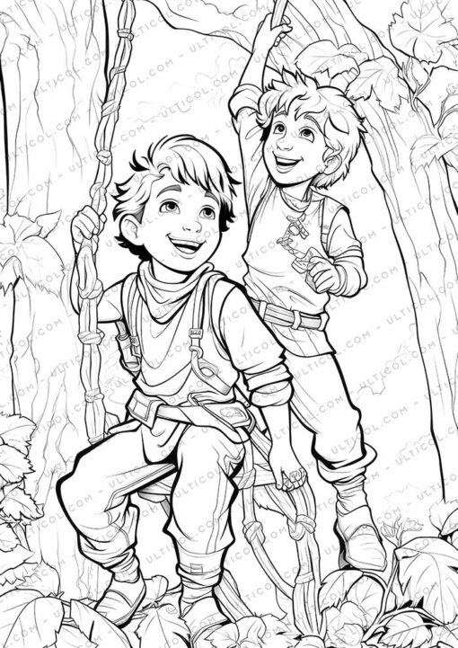 Jack and the Beanstalk Grayscale Coloring Pages