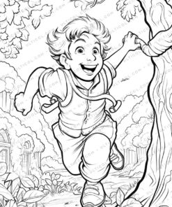 Jack and the Beanstalk Grayscale Coloring Pages