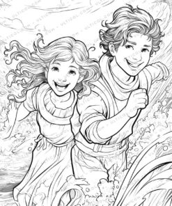 ack and the Beanstalk Grayscale Coloring Pages