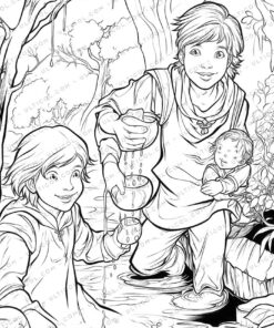 ack and the Beanstalk Grayscale Coloring Pages