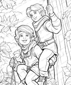 ack and the Beanstalk Grayscale Coloring Pages