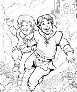 ack and the Beanstalk Grayscale Coloring Pages