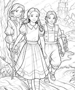 The Wonderful Wizard of Oz Grayscale Coloring Pages