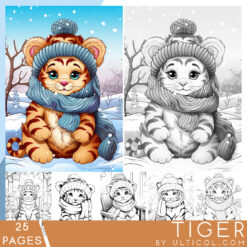 Baby Tiger Grayscale Coloring Pages