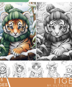 Tiger Grayscale Coloring Pages